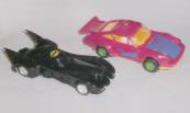 Scalextric cars C465 Batmobile and C466 Joker car