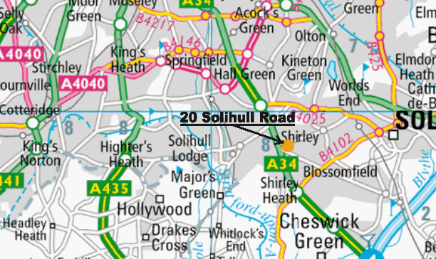 20 Solihull Road, Shirley, Solihull. B90 3HD 1:100000