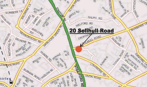 20 Solihull Road, Shirley, Solihull. B90 3HD 1:25000