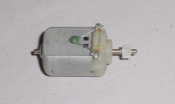 Scalextric 9z white motor pinion gear fitted to Mabuchi motor
