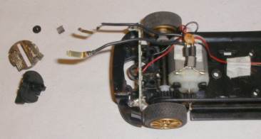 Replacement Scalextric contact plates fitted